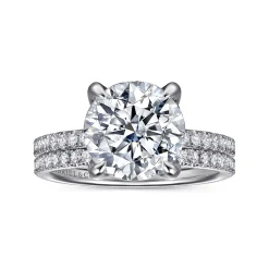 New Gabriel & Co. Lorenzo - 14K White Gold Round Diamond Engagement Ring