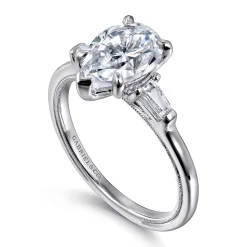 Hot Gabriel & Co. Louann - 14K White Gold Pear Shape Three Stone Diamond Engagement Ring