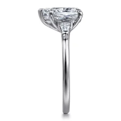 Hot Gabriel & Co. Louann - 14K White Gold Pear Shape Three Stone Diamond Engagement Ring