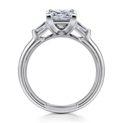 Discount Gabriel & Co. Louann - 14K White Gold Princess Cut Three Stone Diamond Engagement Ring