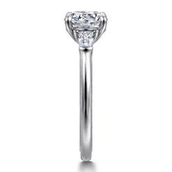Clearance Gabriel & Co. Louann - 14K White Gold Round Three Stone Diamond Engagement Ring