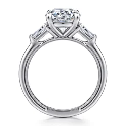 Hot Gabriel & Co. Louann - 14K White Gold Round Three Stone Diamond Engagement Ring