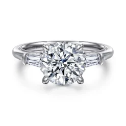 Hot Gabriel & Co. Louann - 14K White Gold Round Three Stone Diamond Engagement Ring