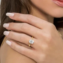 Sale Gabriel & Co. Lou - 14K White-Yellow Gold Elongated Cushion Compass Prong Solitaire Diamond Engagement Ring