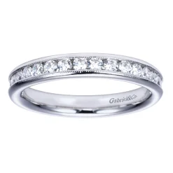 Clearance Gabriel & Co. Louve - 14K White Gold Channel Set Diamond Wedding Band - 0.5 ct
