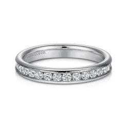 Clearance Gabriel & Co. Louve - 14K White Gold Channel Set Diamond Wedding Band - 0.5 ct
