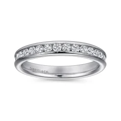 Clearance Gabriel & Co. Louve - 14K White Gold Channel Set Diamond Wedding Band - 0.5 ct