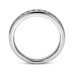 Clearance Gabriel & Co. Louve - 14K White Gold Channel Set Diamond Wedding Band - 0.5 ct