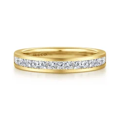 Discount Gabriel & Co. Lover - 14K Yellow Gold Channel Set Princess Diamond Anniversary Band - 0.65 ct