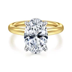 Outlet Gabriel & Co. Lua - 14K White-Yellow Gold Hidden Halo Oval Diamond Engagement Ring