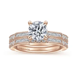 Hot Gabriel & Co. Luca - 14K Rose Gold Round Diamond Engagement Ring