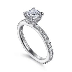 Discount Gabriel & Co. Luca - 14K White Gold Cushion Cut Diamond Engagement Ring