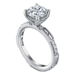 Sale Gabriel & Co. Luca - 14K White Gold Round Diamond Channel Set Engagement Ring