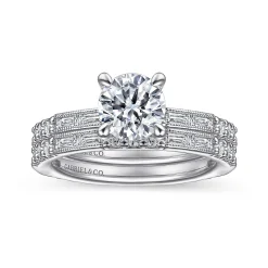 Clearance Gabriel & Co. Luca - Platinum Art Deco Round Diamond Channel Set Engagement Ring