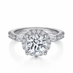 Hot Gabriel & Co. Luce - 14K White Gold Round Halo Diamond Channel Set Engagement Ring