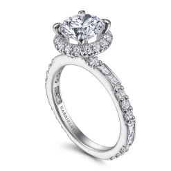 Hot Gabriel & Co. Luce - 14K White Gold Round Halo Diamond Channel Set Engagement Ring