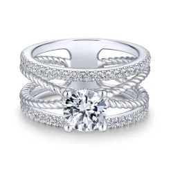 Discount Gabriel & Co. Lucinda - 14K White Gold Free Form Round Diamond Engagement Ring