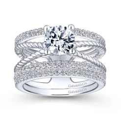 Discount Gabriel & Co. Lucinda - 14K White Gold Free Form Round Diamond Engagement Ring