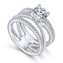 Discount Gabriel & Co. Lucinda - 14K White Gold Free Form Round Diamond Engagement Ring