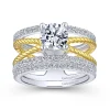 Outlet Gabriel & Co. Lucinda - 14K White-Yellow Gold Free Form Round Diamond Engagement Ring