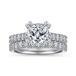 Clearance Gabriel & Co. Luciole - 14K White Gold Cushion Cut Diamond Engagement Ring