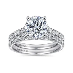 Clearance Gabriel & Co. Luciole - 14K White Gold Round Diamond Engagement Ring