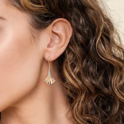 Discount Gabriel & Co. Lumiere - 14K White Yellow Gold Diamond and Diamond Cut Leverback Drop Earrings