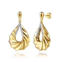 Hot Gabriel & Co. Lumiere - 14K Yellow Gold Diamond and Diamond Cut Stud Drop Earrings