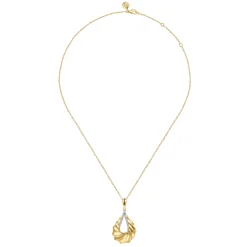 Online Gabriel & Co. Lumiere - 14K Yellow Gold Diamond and Diamond Cut Pendant Necklace