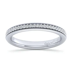 Gabriel & Co. Lumierre - 14K White Gold Channel Prong Diamond Anniversary Band with Milgrain - 0.13 ct