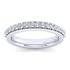 Sale Gabriel & Co. Lumierre - 14K White Gold Channel Prong Diamond Anniversary Band with Milgrain - 0.35 ct