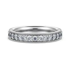 Online Gabriel & Co. Lumierre - 14K White Gold Channel Prong Diamond Anniversary Band with Milgrain - 0.73 ct