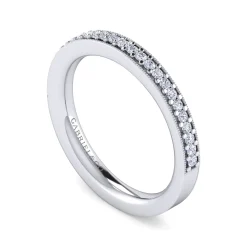 Clearance Gabriel & Co. Lumierre - 14K White Gold Channel Prong Diamond Anniversary Band with Milgrain - 0.17 ct