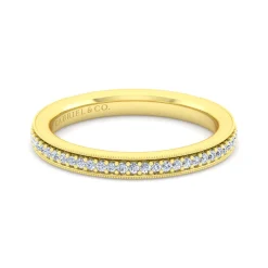 Sale Gabriel & Co. Lumierre - 14K Yellow Gold Channel Prong Diamond Anniversary Band with Milgrain - 0.2 ct