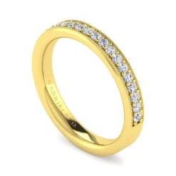 Sale Gabriel & Co. Lumierre - 14K Yellow Gold Channel Prong Diamond Anniversary Band with Milgrain - 0.25 ct