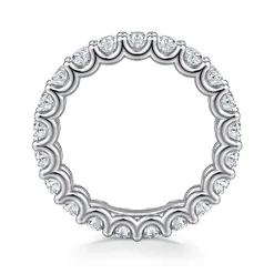 New Gabriel & Co. Luminara - 14K White Gold Scallop Setting Oval Diamond Eternity Band - 2.9 ct
