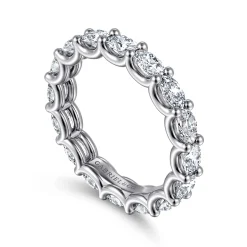Best Gabriel & Co. Luminara - 14K White Gold Scallop Setting East West Oval Diamond Eternity Band - 2.2 ct