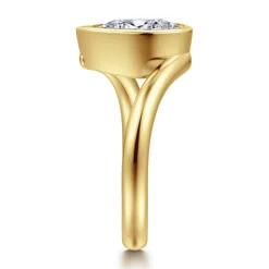 Discount Gabriel & Co. Luve - 14K Yellow Gold Bypass Pear Shape Solitaire Diamond Engagement Ring