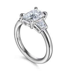Best Gabriel & Co. Lyon - 14K White Gold Radiant Cut Three Stone Diamond Engagement Ring