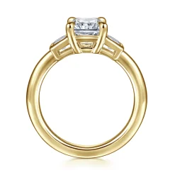 New Gabriel & Co. Lyon - 14K Yellow Gold Radiant Cut Three Stone Diamond Engagement Ring