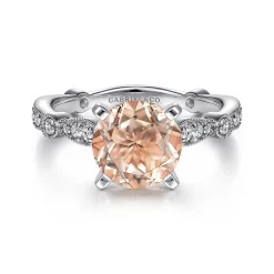 Online Gabriel & Co. Mabel - Vintage Inspired 14K White Gold Round Morganite and Diamond Engagement Ring