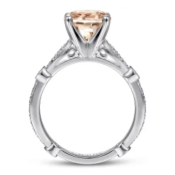Online Gabriel & Co. Mabel - Vintage Inspired 14K White Gold Round Morganite and Diamond Engagement Ring