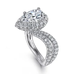 Best Gabriel & Co. Madeleine - 14K White Gold Pear Shape Halo Diamond Engagement Ring