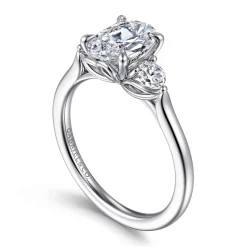Outlet Gabriel & Co. Madison - 14K White Gold Oval Three Stone Lotus Diamond Engagement Ring