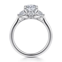 Outlet Gabriel & Co. Madison - 14K White Gold Oval Three Stone Lotus Diamond Engagement Ring