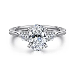 Outlet Gabriel & Co. Madison - 14K White Gold Oval Three Stone Lotus Diamond Engagement Ring