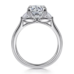 Best Gabriel & Co. Madison - 14K White Gold Round Three Stone Lotus Diamond Engagement Ring