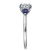 New Gabriel & Co. Madison - 14K White Gold Round Three Stone Lotus Sapphire and Diamond Engagement Ring