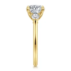 Online Gabriel & Co. Madison - 14K Yellow Gold Round Three Stone Lotus Diamond Engagement Ring