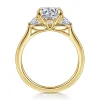 Gabriel & Co. Madison - 14K Yellow Gold Round Three Stone Lotus Diamond Engagement Ring
